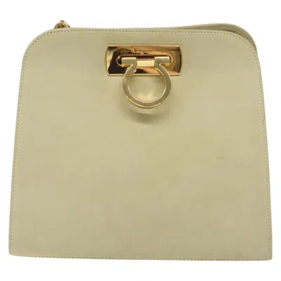Pre-owned Ferragamo Gancini Suede Shoulder Bag () In Beige
