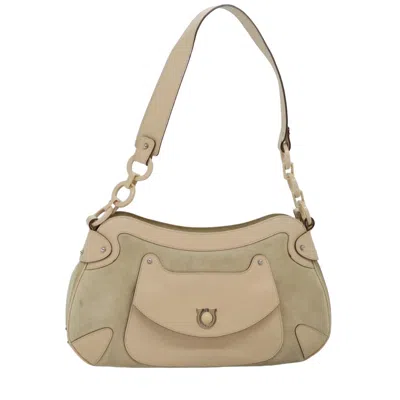 Pre-owned Ferragamo Gancini Suede Shoulder Bag () In Beige