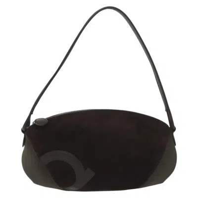 Pre-owned Ferragamo Gancini Suede Shoulder Bag () In Brown