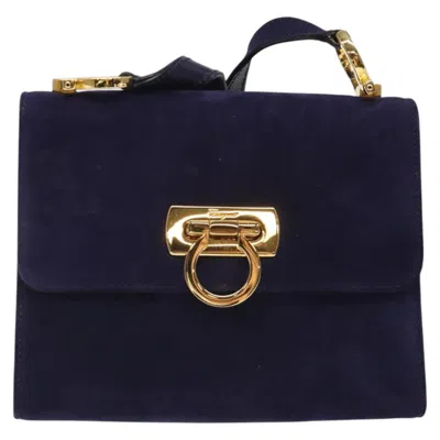 Pre-owned Ferragamo Gancini Suede Shoulder Bag () In Purple
