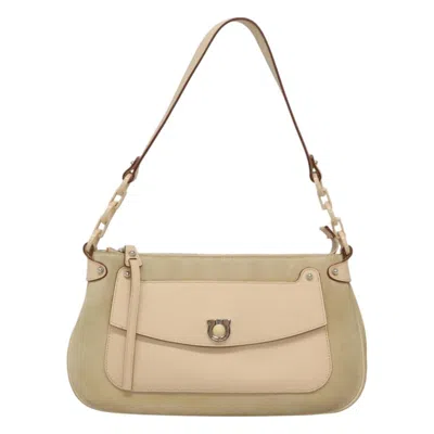 Pre-owned Ferragamo Gancini Suede Shoulder Bag () In Sand