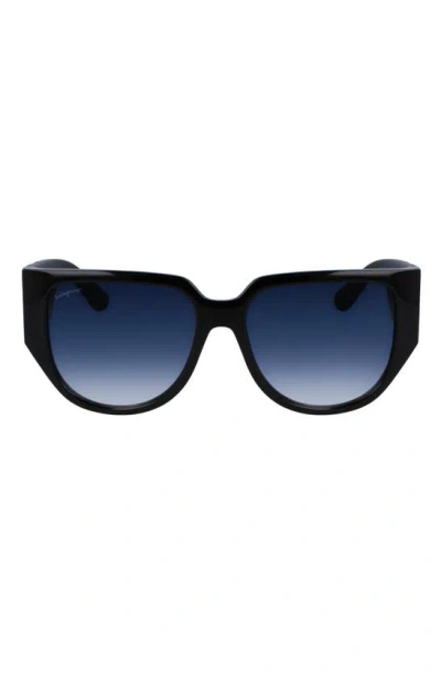 Ferragamo Gancini Tea Cup 58mm Oval Sunglasses In Black