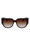 Ferragamo Gancini Tea Cup 58mm Oval Sunglasses In Dark Brown