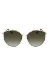Ferragamo Gancini Tea Cup 59mm Gradient Round Sunglasses In Gold/green