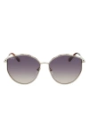 Ferragamo Gancini Tea Cup 59mm Gradient Round Sunglasses In Rose Gold/peach