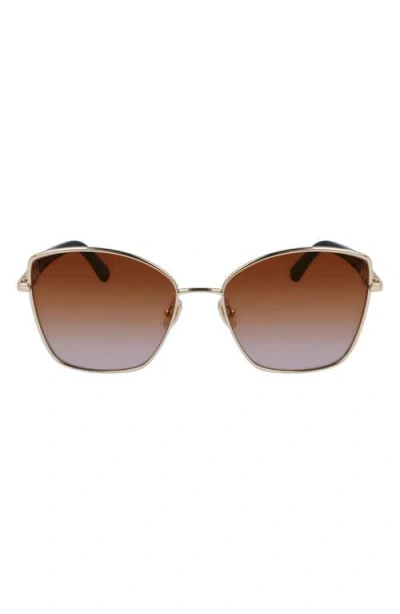 Ferragamo Embellished Gancini Metal Cat-eye Sunglasses In Gold