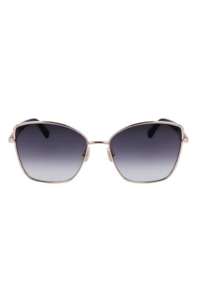 Ferragamo Gancini Tea Cup 60mm Gradient Butterfly Sunglasses In Rose Gold/ Grey Grdnt