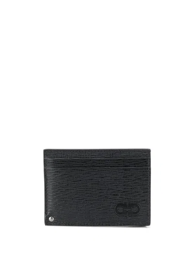Ferragamo Gancini Textured Slide Cardholder In Black