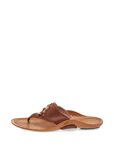 Pre-owned Ferragamo Gancini Thong Sandals In Brown