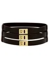 Ferragamo Gancini Three-strap Leather Belt In Black