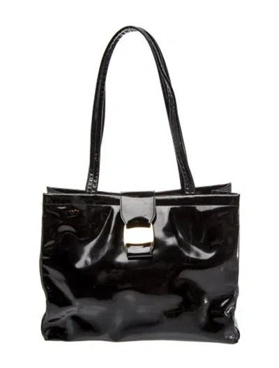 Pre-owned Ferragamo Gancini Top Handle Bag In Black