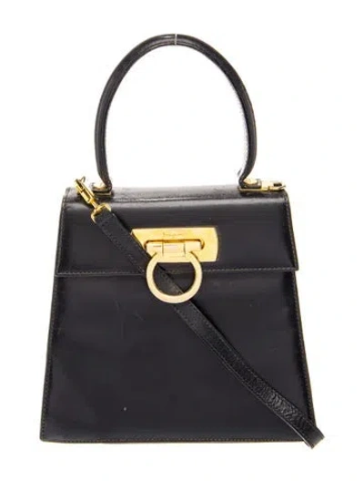 Pre-owned Ferragamo Gancini Top Handle Bag In Blue