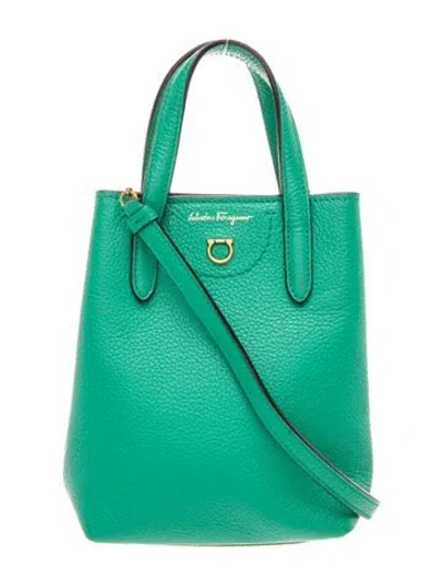 Pre-owned Ferragamo Gancini Top Handle Bag In Green