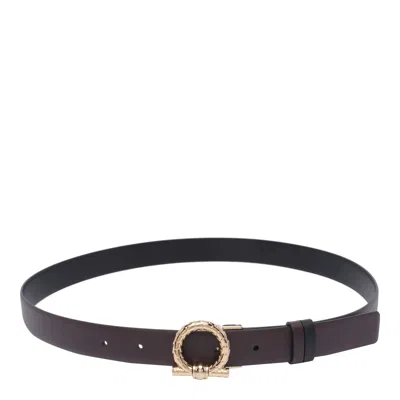Ferragamo Gancini Torchon Belt In Brown