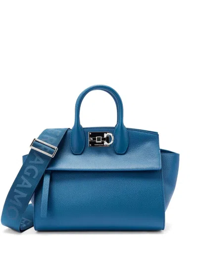 Ferragamo Gancini Tote Bag In Blue