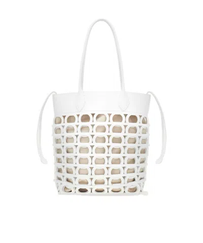 Ferragamo Gancini Tote Bag (m) In White