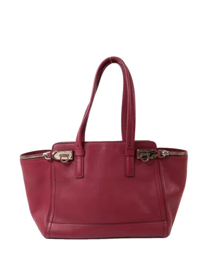 Pre-owned Ferragamo Gancini Tote Bag In Red