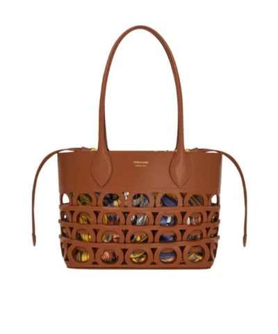 Ferragamo Gancini Tote Bag (s) In Brown