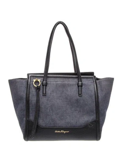 Pre-owned Ferragamo Gancini Tote In Blue