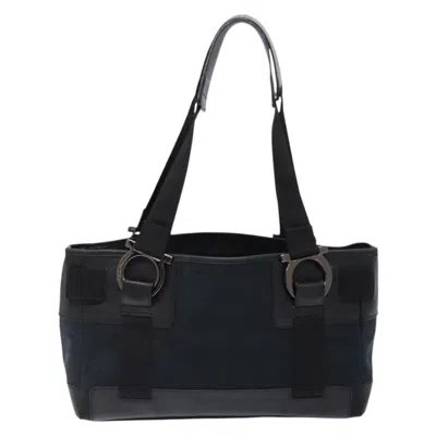 Pre-owned Ferragamo Gancini Tote Canvas Canvas Tote Bag Bag () In Black