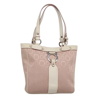 Pre-owned Ferragamo Gancini Tote Canvas Canvas Tote Bag Bag () In Pink