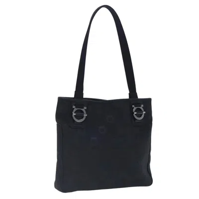 Pre-owned Ferragamo Gancini Tote Gancini Canvas Canvas Tote Bag Bag () In Black