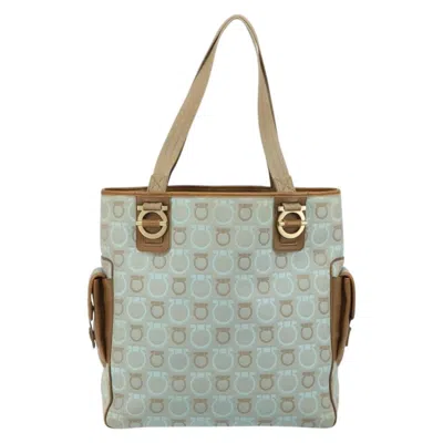 Pre-owned Ferragamo Gancini Tote Gancini Canvas Canvas Tote Bag Bag () In Blue