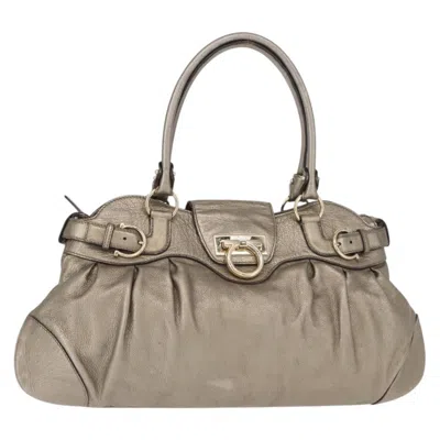 Pre-owned Ferragamo Gancini Tote Leather Leather Tote Bag Bag () In Gold