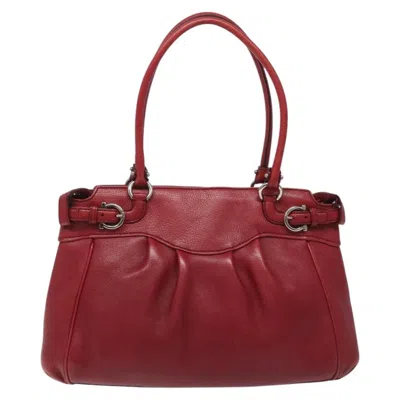 Pre-owned Ferragamo Gancini Tote Leather Leather Tote Bag Bag () In Red