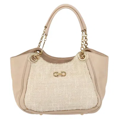 Pre-owned Ferragamo Gancini Tote Leather Leather Tote Bag Bag () In Sand