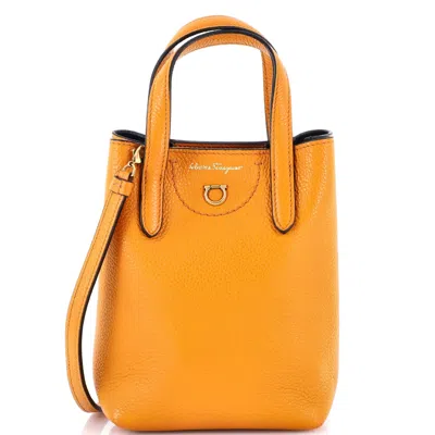 Ferragamo Gancini Tote Leather Mini In Orange