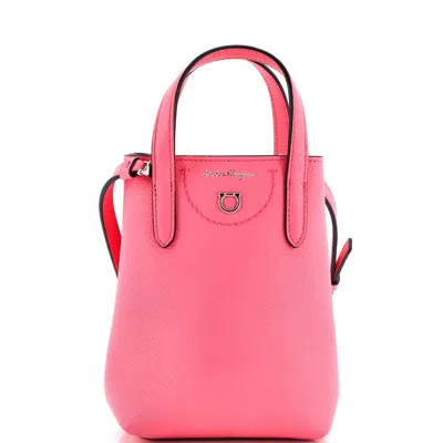 Ferragamo Gancini Tote Leather Mini In Pink