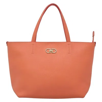 Pre-owned Ferragamo Gancini Tote Leather Tote Bag () In Orange