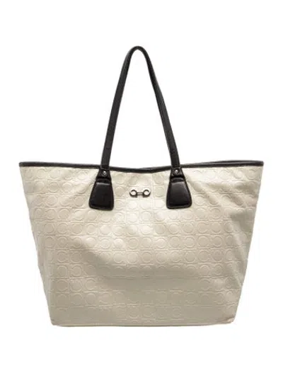 Pre-owned Ferragamo Gancini Tote In Neutrals