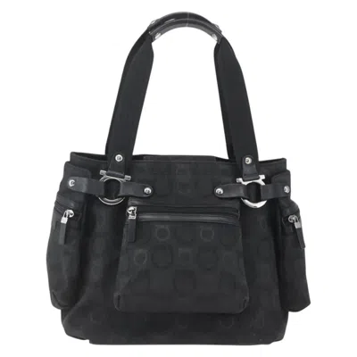Pre-owned Ferragamo Gancini Tote Nylon Nylon Tote Bag Bag () In Black