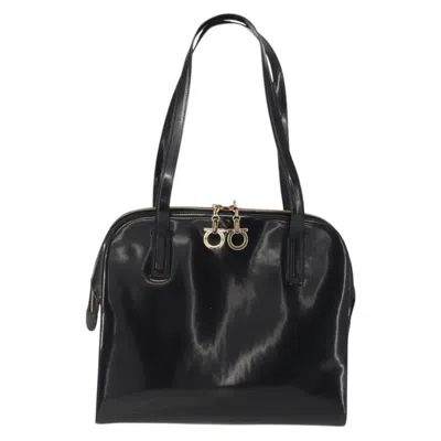 Pre-owned Ferragamo Gancini Tote Patent Leather Patent_leather Tote Bag Bag () In Black