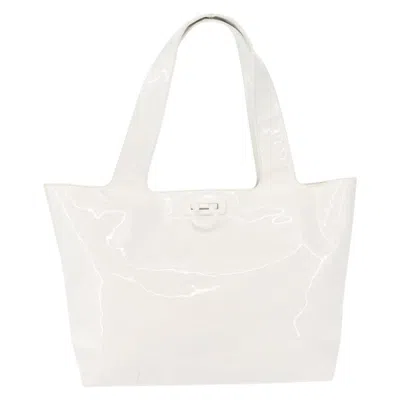 Pre-owned Ferragamo Gancini Tote Patent Leather Patent_leather Tote Bag Bag () In White