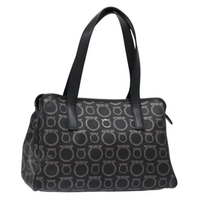 Pre-owned Ferragamo Gancini Tote Pvc Leather Pvc Bag () In Black