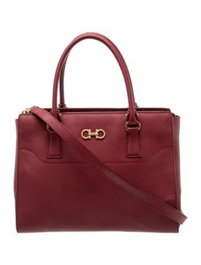 Pre-owned Ferragamo Gancini Tote In Red