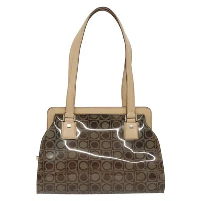 Pre-owned Ferragamo Gancini Tote Vinyl Plastic Tote Bag Bag () In Brown