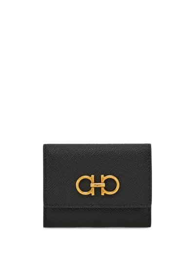 Ferragamo Gancini Tri-fold Wallet In Black