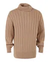 Ferragamo Gancini Turtleneck Sweater In Brown