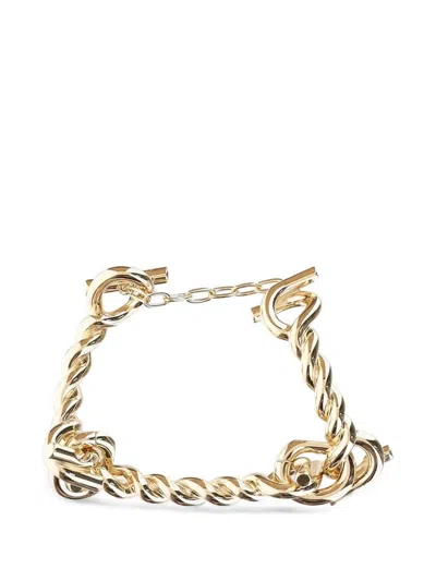 Ferragamo Gancini Twisted Bracelet (l) In Orange
