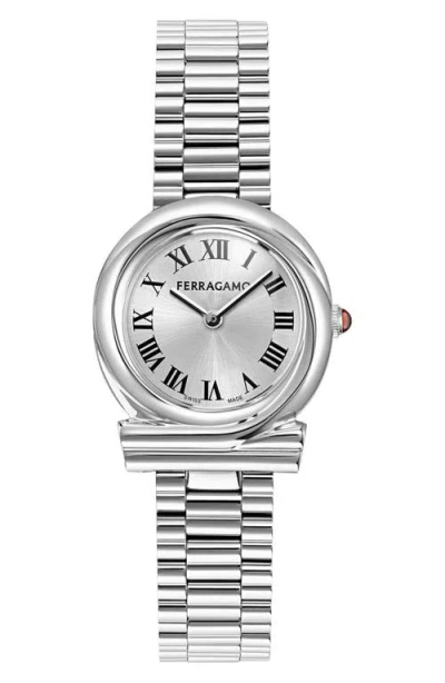 Ferragamo Gancini Twisted Watch, 28mm In Stainless Steel