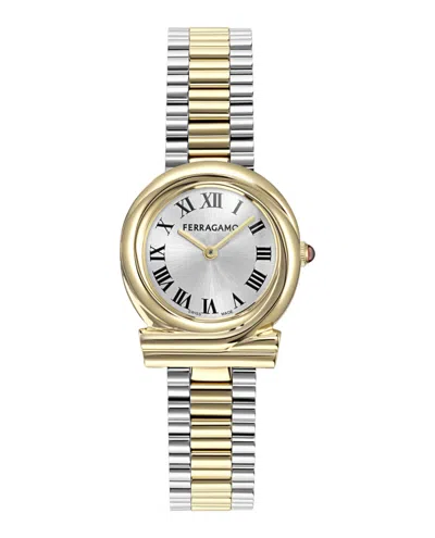 Ferragamo Gancini Twisted Bracelet Watch In Silver