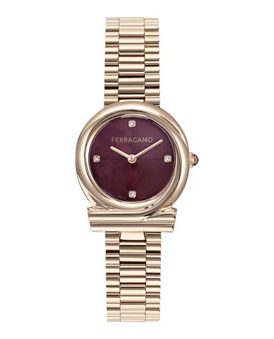 Ferragamo Gancini Twisted Diamond Watch In Gold