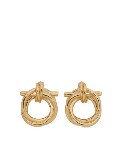 Ferragamo Gancini Twisted Hoop Earrings In Gold