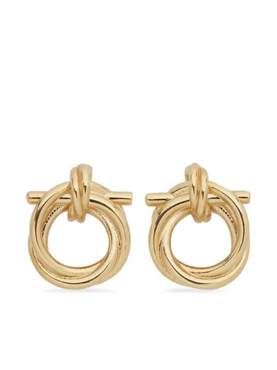 Ferragamo Gancini Twisted Hoop Earrings In Gold