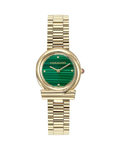 Ferragamo Ronda Gancini 28mm In Green/gold