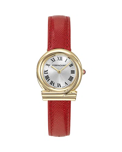 Ferragamo Ronda Gancini 28mm In Silver/red